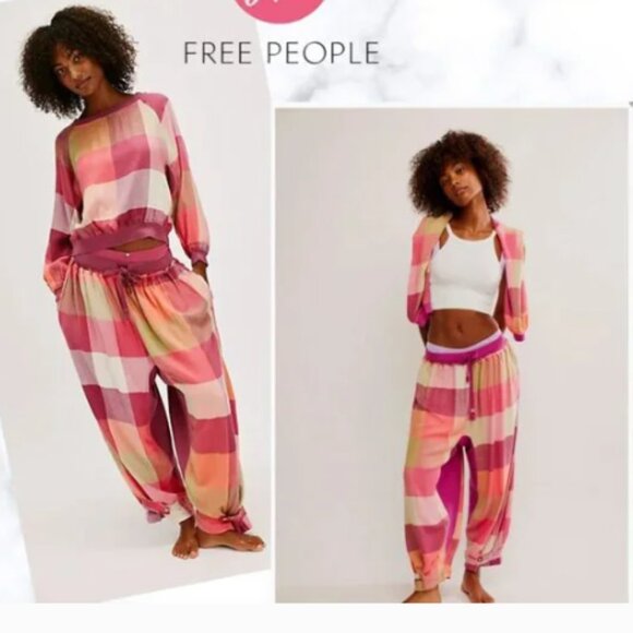 Free People Other - new FREE PEOPLE 2pcs Top & Pants Pajama cozy Loung set $98 EACH $196 SET Retail